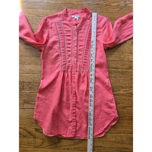 Tyler Boe 100% Linen Womens Button Up Tunic Blouse Pink Size 2 - Picture 7 of 7